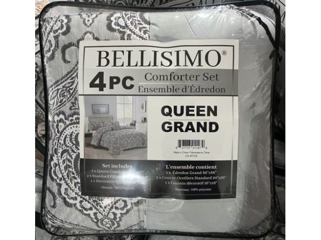 Comforter Set 4PC – Jacquard / Grey Queen