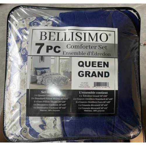 Comforter Set 7PC – Jacquard / Blue Queen