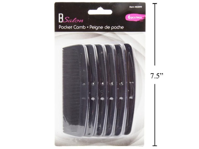 Pocket comb 6 pack black bodico