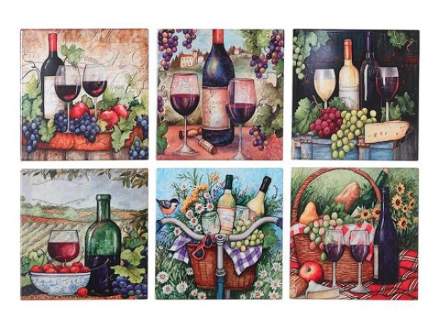 Ceramic Trivet 8 Square Winery Asstd 8 Dia X 0.25\