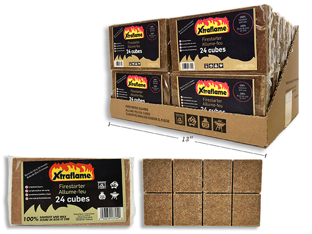 Firestarter Cubes 24pk Display. Burns 10-13 Mins Per Cube Xtraflame