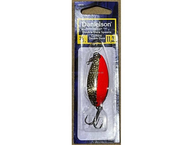 Danielson DD14HGFO Double Dare Hammered Spoon, 1/4oz, w/Treble &