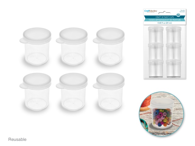 Craft/Bead Storage 6pk 20ml (0.68 fl oz) Craft Storage Cups w/Lids