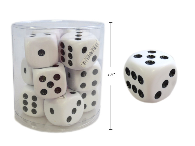 JUMBO WHITE DICE 38 MM 12/DRUM - sold individually