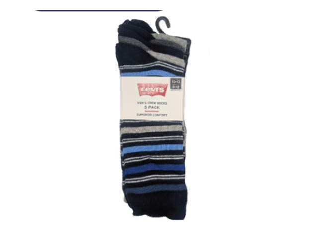 Levi\'s Crew Socks - Men\'s 5 Pack Size 10-13