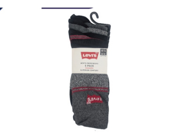 Levi\'s Crew Socks - Men\'s 5 Pack Size 10-13