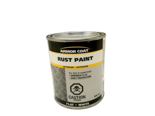 Rust Paint Flat White 946ml. Interior Exterior Armor Coat