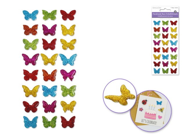 Handmade Sticker: 3d Resin Themed Elements F) Butterfly Bling