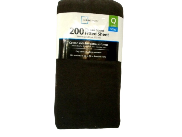 200 Thread Count Fitted Sheet Black Queen Size Manstays
