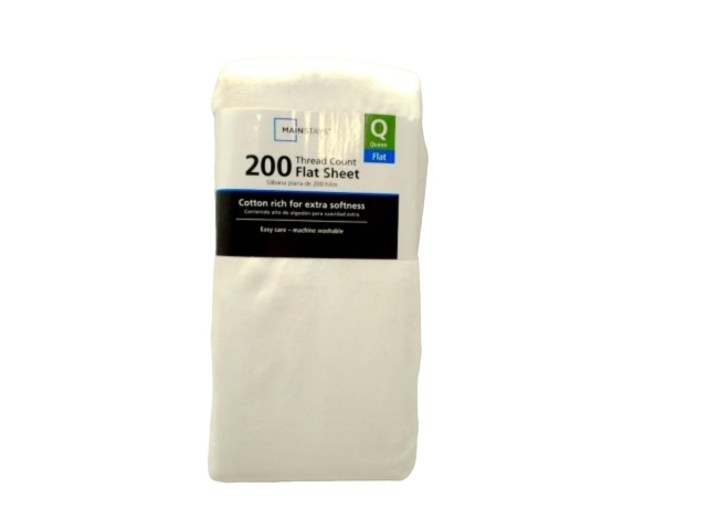 200 Thread Count Flat Sheets White Queen Size Manstays